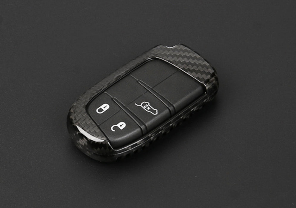 Real/Genuine Black Carbon Fiber Smart Key Fob Shell For Chrysler Dodge Jeep