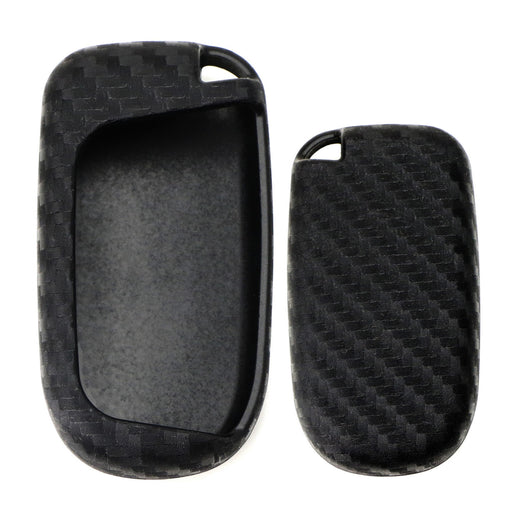 Carbon Fiber Silicone Key Fob Case For Dodge Charger Challenger Jeep Chrysler