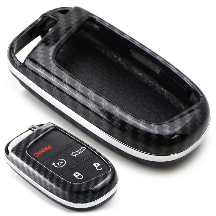 Black"Carbon Fiber" Key Fob For Dodge Charger Challenger Dart, Jeep Chrysler etc