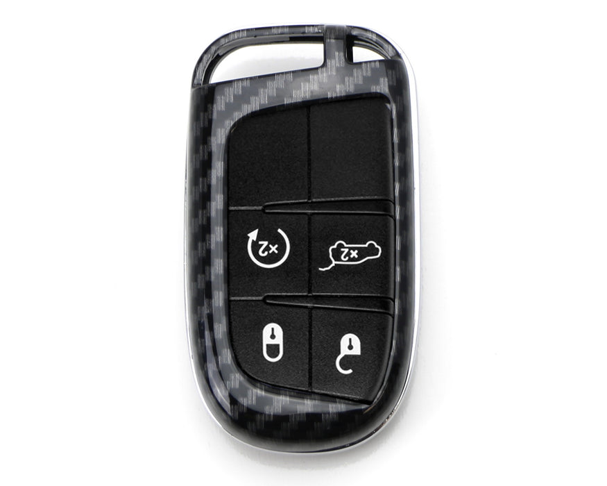 Black"Carbon Fiber" Key Fob For Dodge Charger Challenger Dart, Jeep Chrysler etc