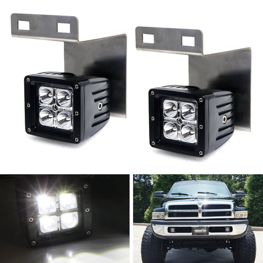 LED Pod Light Kit w/ Brackets, Wirings For 94-01 Dodge RAM 1500, 94-02 2500 3500