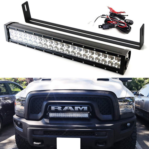 20" 120W LED Light Bar w/ Front Grill Mounting Bracket, Wire For Dodge RAM Rebel