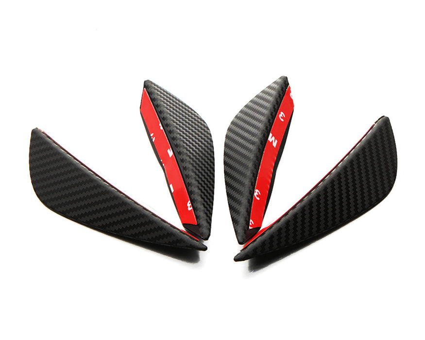 4pc Black Carbon Fiber Patten Front Bumper Canard, Body Diffuser Fins, Universal