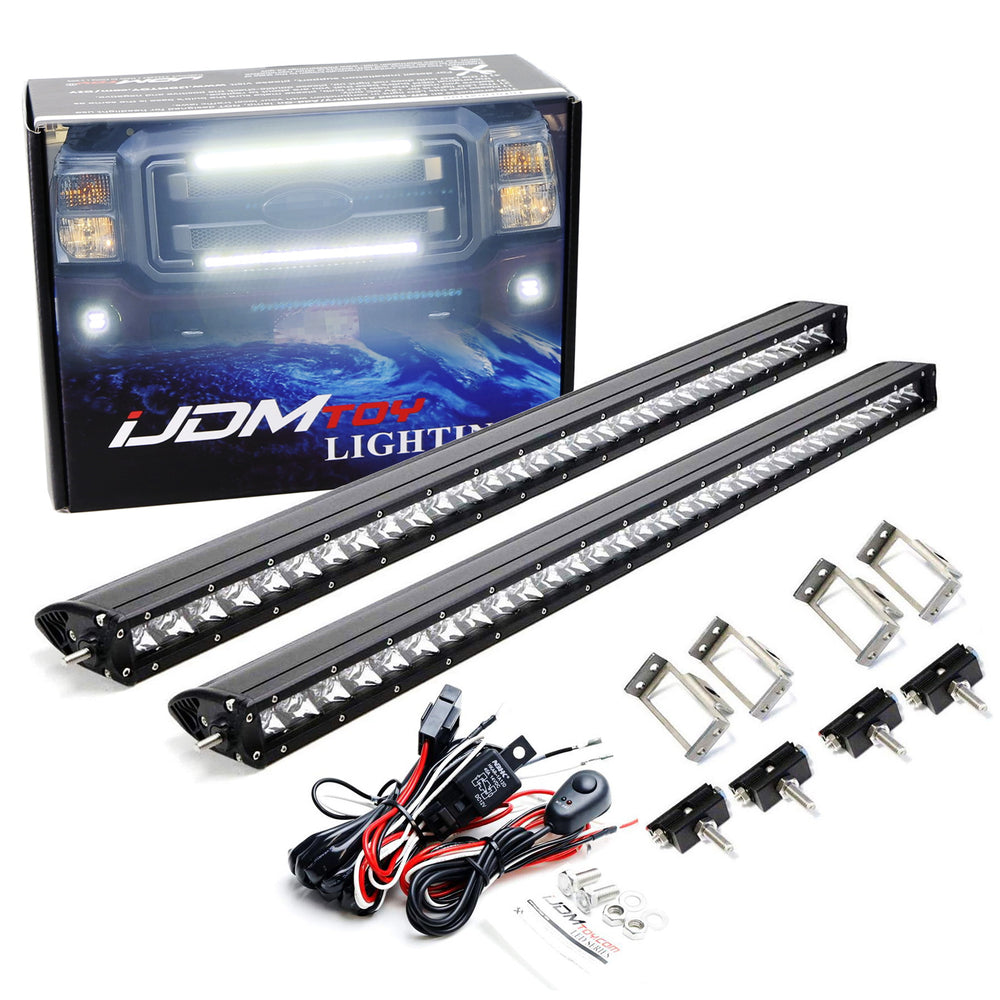 Dual Up/Down Grille Mount 30-Inch LED Light Bars Kit For 11-16 Ford F250 F350 SD