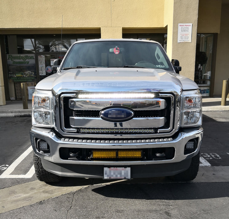 Dual Up/Down Grille Mount 30-Inch LED Light Bars Kit For 11-16 Ford F250 F350 SD