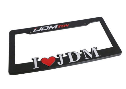 iJDMTOY Gift Set - (2) I Love JDM License Plate Frame, (2) Window/Bumper Decals