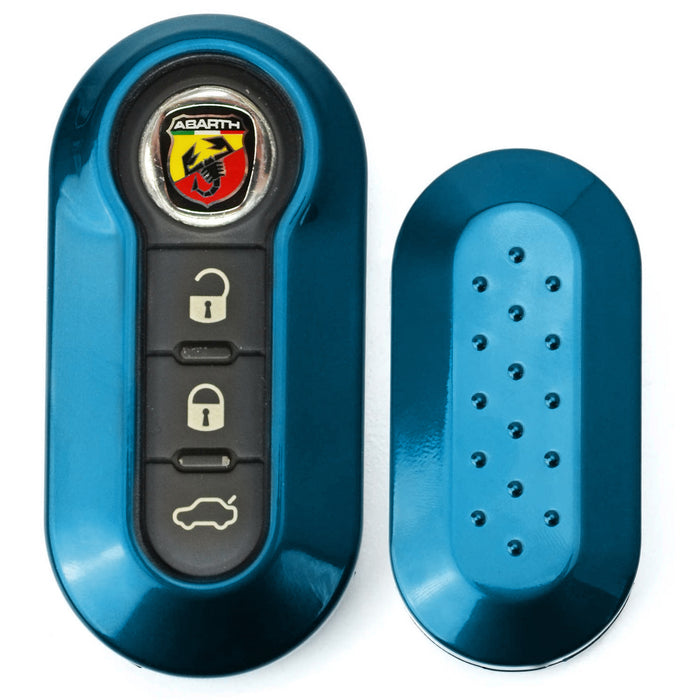 Gloss Blue Fob Shell Cover For FIAT 500 500L 500X Abarth 3-Button Folding Key