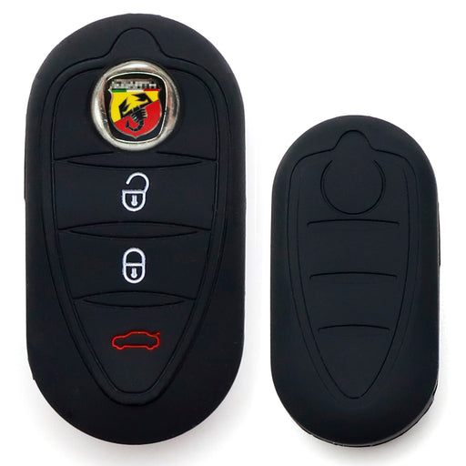 black soft silicone key fob case compatible with Fiat 500