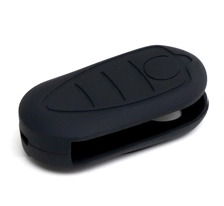 Black Soft Silicone Case For 2007-2020 Fiat 500 500X 500L Abarth 3B Flip Key Fob