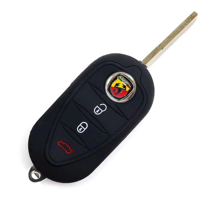 Black Soft Silicone Case For 2007-2020 Fiat 500 500X 500L Abarth 3B Flip Key Fob