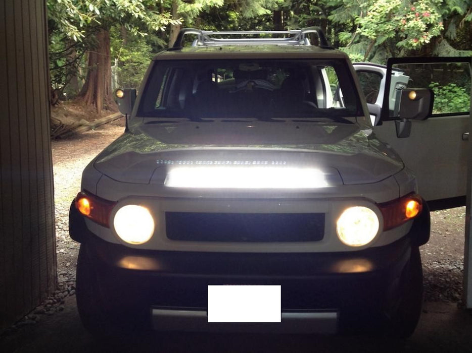 Hood Scoop Mount 25" LED Light Bar w/Brackets Wiring For 07-14 Toyota FJ Cruiser