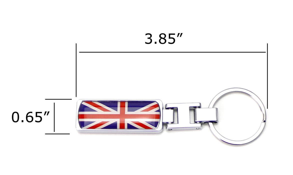 Britain Flag Blue/Red UK Union Jack Color Stripe Chrome Badge Keychain Ring