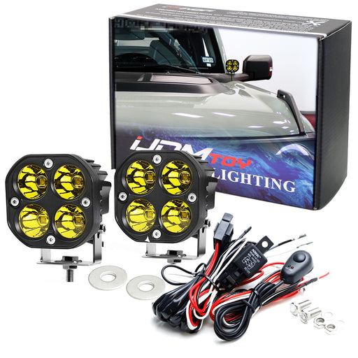 Ronud Shape Yellow Lens 20W High Power LED A-Pillar Pod Lamp Kit For Ford Bronco