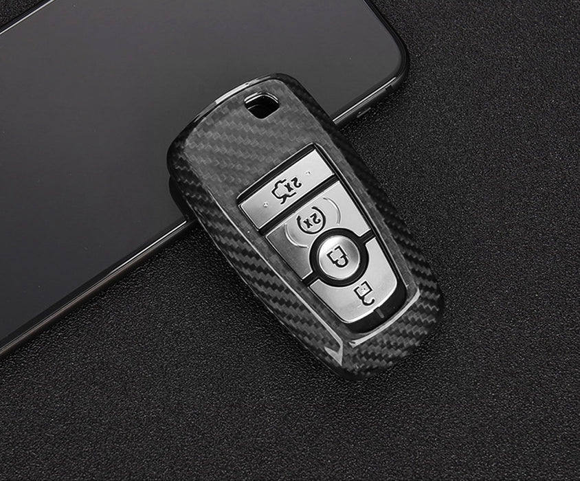 Real Carbon Fiber Shell Cover For 18+ Ford Edge Fusion Mustang F150 F250 4B Key