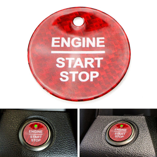 Red Real Carbon Fiber Keyless Engine Push Start Button For Ford F-150 Raptor etc