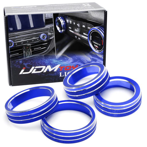 Blue Aluminum AC Climate Control & Audio Volume Knob Rings For Ford 20-up Escape