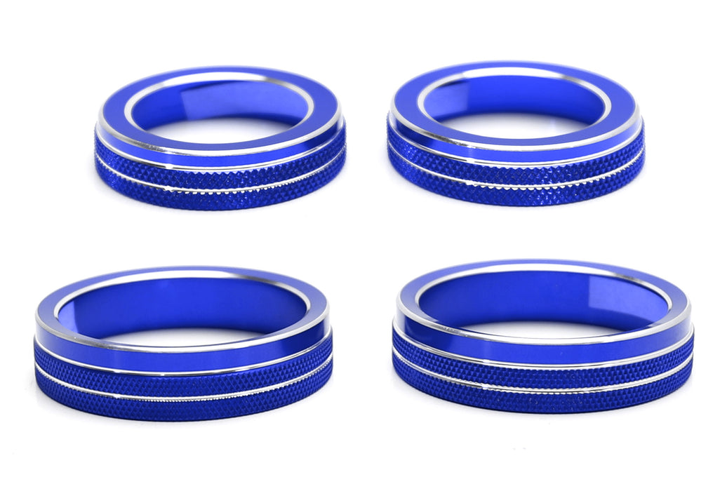 Blue Aluminum AC Climate Control & Audio Volume Knob Rings For Ford 20-up Escape