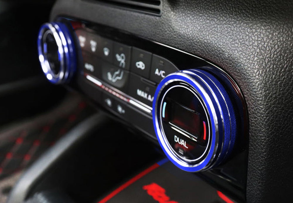 Blue Aluminum AC Climate Control & Audio Volume Knob Rings For Ford 20-up Escape