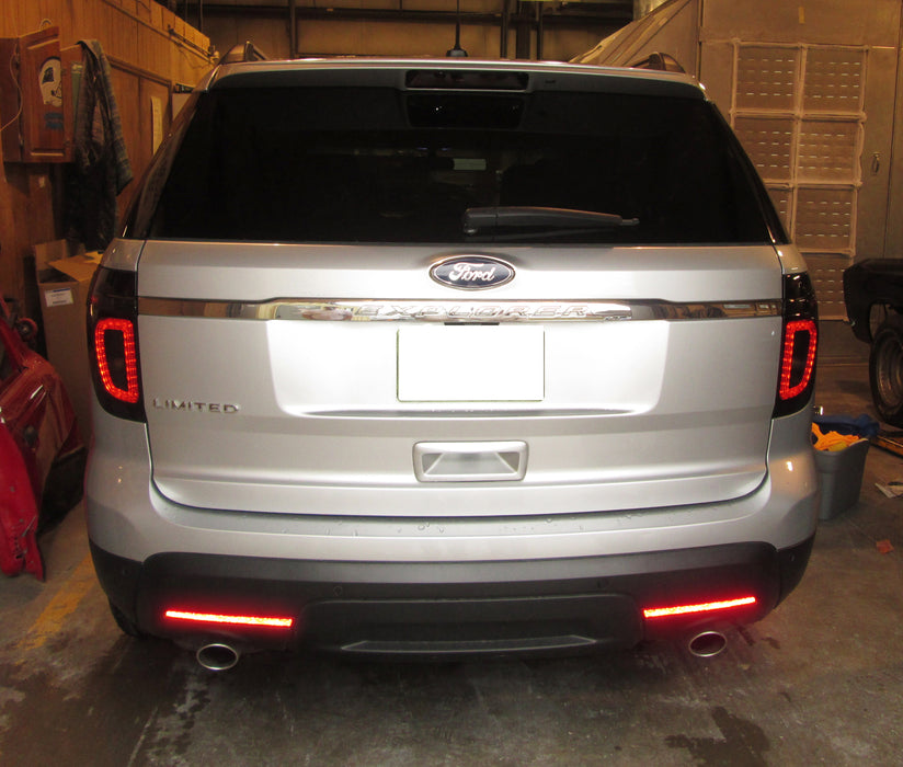 Smoked Lens LED Rear Bumper Reflector Lights For 2011-15 Ford Explorer (Pre-LCI)