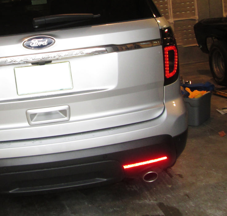 Smoked Lens LED Rear Bumper Reflector Lights For 2011-15 Ford Explorer (Pre-LCI)