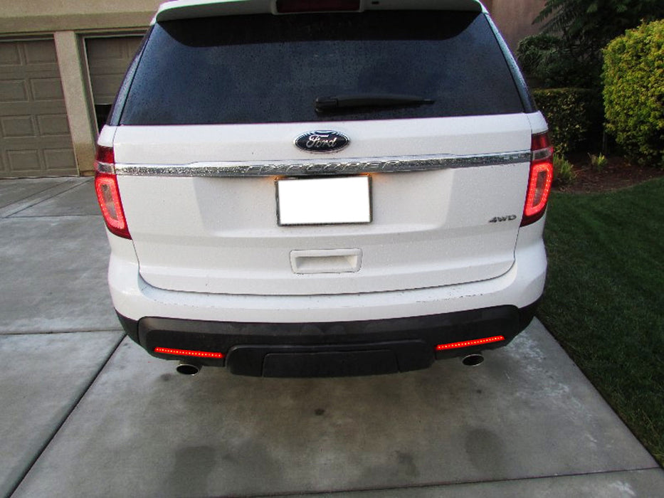 Smoked Lens LED Rear Bumper Reflector Lights For 2011-15 Ford Explorer (Pre-LCI)