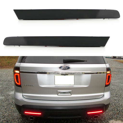 Smoked Lens LED Rear Bumper Reflector Lights For 2011-15 Ford Explorer (Pre-LCI)