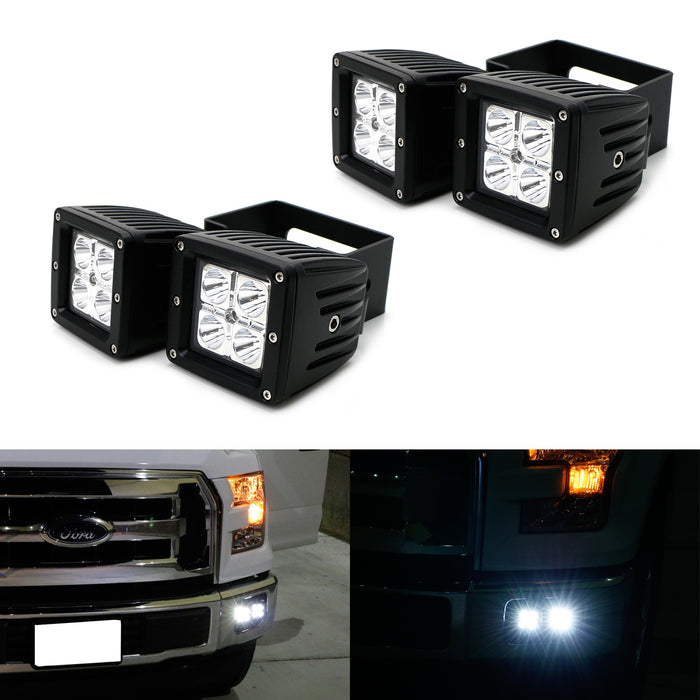 80W Dual LED Pod Lights w/ Foglight Opening Mount, Wires For Ford F150 F250 F350