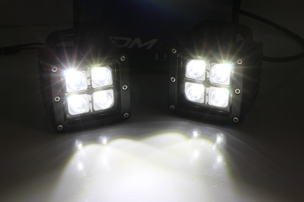 80W Dual LED Pod Lights w/ Foglight Opening Mount, Wires For Ford F150 F250 F350