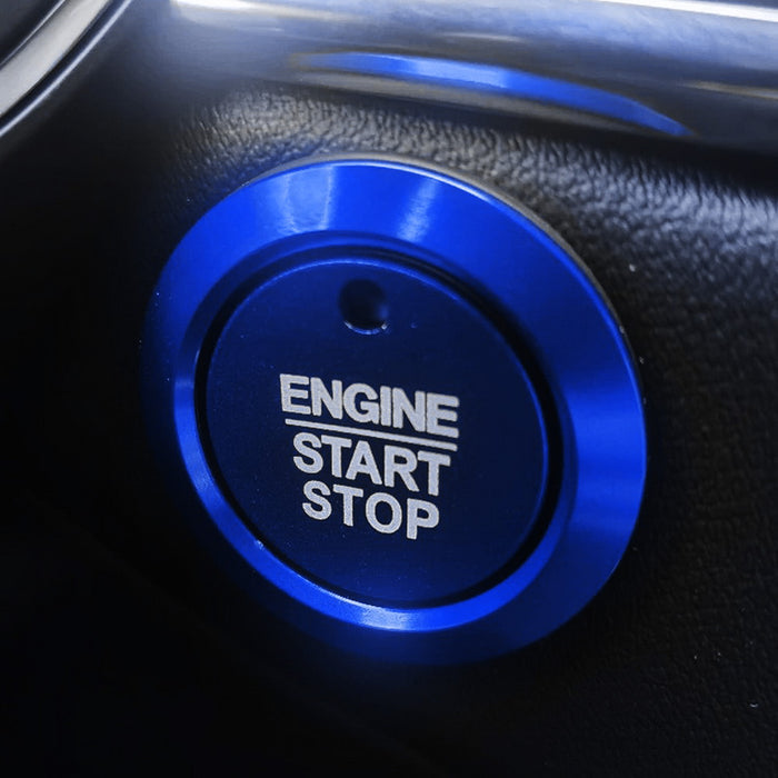 Blue Keyless Engine Push Start Button & Surrounding Ring For Ford F-150 Raptor..