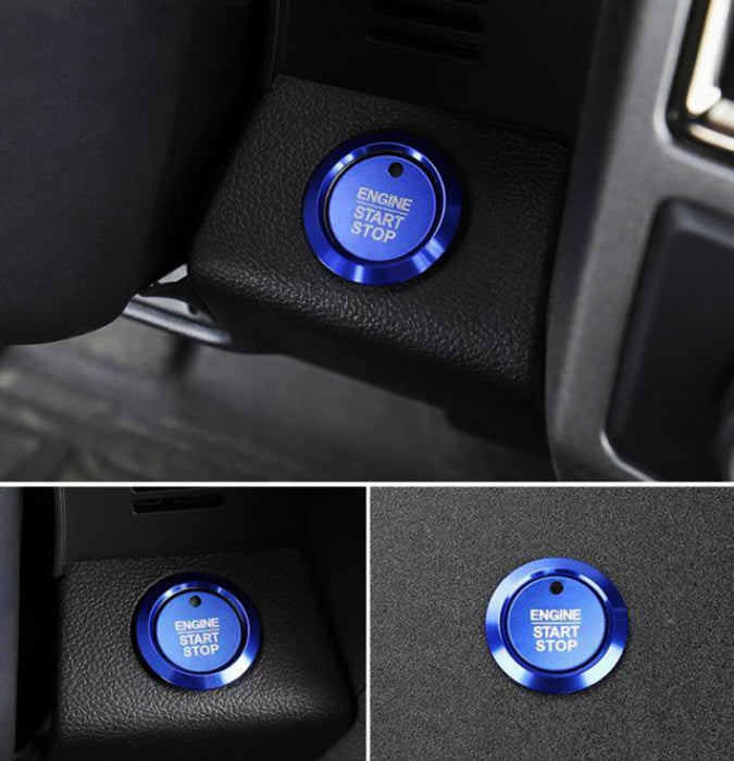 Blue Keyless Engine Push Start Button & Surrounding Ring For Ford F-150 Raptor..