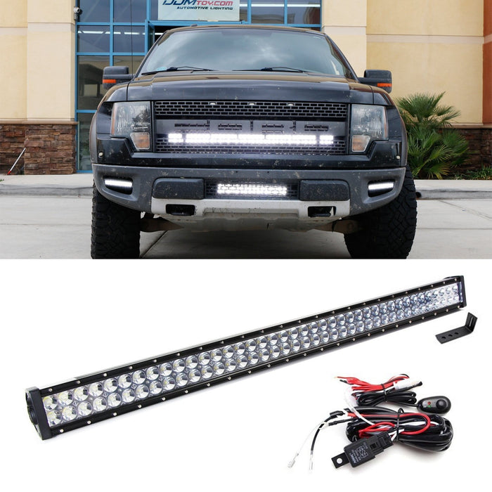 240W 40" LED Light Bar w/Behind Grille Mount Bracket For 09-14 Ford F150/Raptor