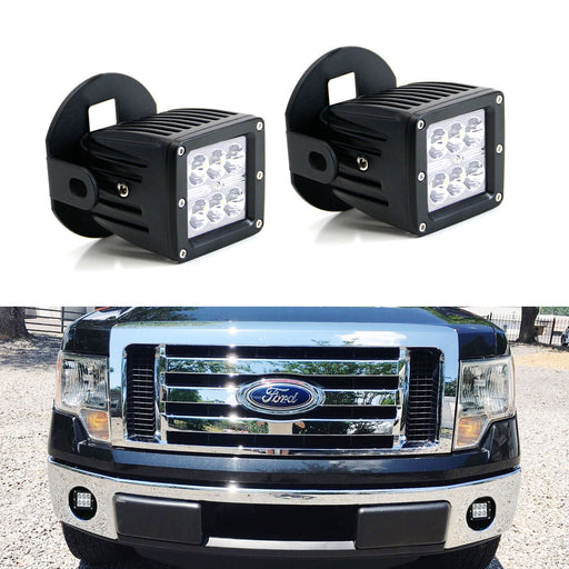 White 24W LED Pod Light Kit w/ Fog Lamp Bracket/Wirings For 2006-2014 Ford F150