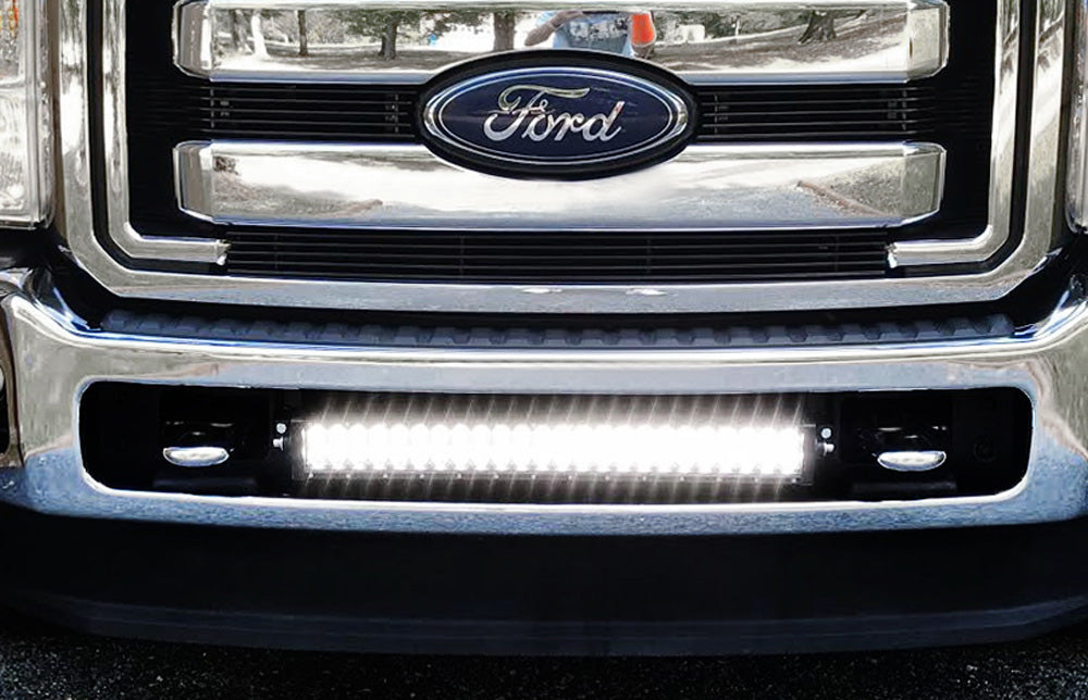 144W 25" LED Light Bar w/ Lower Bumper Brackets, Wiring For 11-16 Ford F250 F350