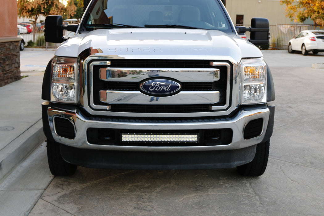 144W 25" LED Light Bar w/ Lower Bumper Brackets, Wiring For 11-16 Ford F250 F350