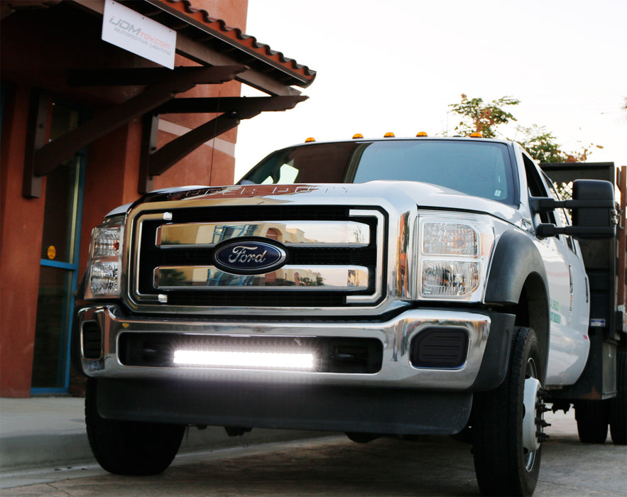 144W 25" LED Light Bar w/ Lower Bumper Brackets, Wiring For 11-16 Ford F250 F350