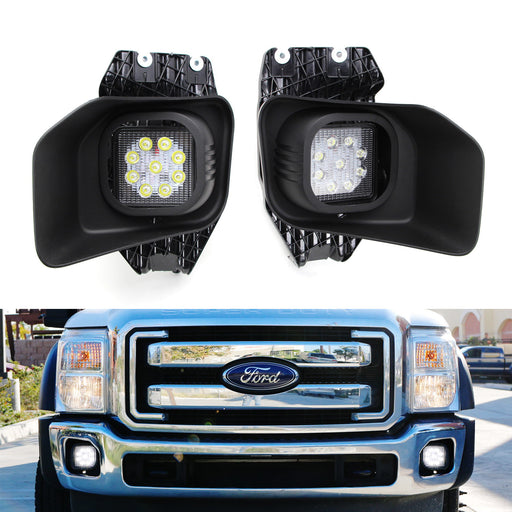 27W LED Fog Lights w/ Bezels Brackets Wiring For 11-16 F250 F350 F450 Super Duty