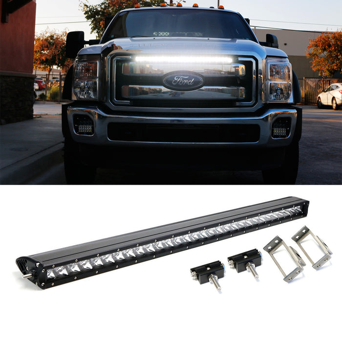 150W 30" LED Light Bar w/Behind Grille Mount Bracket, Wiring For 11-16 F250 F350