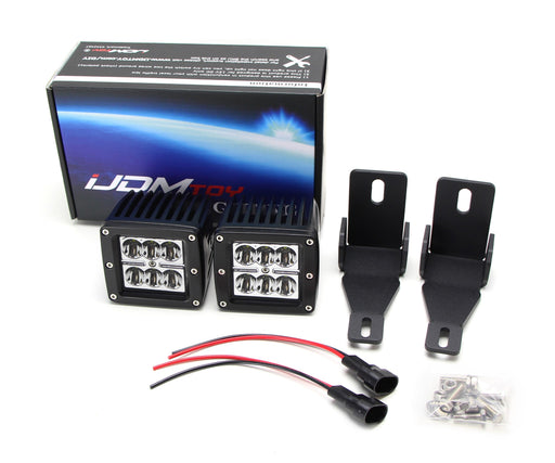 White 24W LED Pod Light Kit w/ Fog Lamp Bracket/Wirings For 99-16 Ford F250 F350