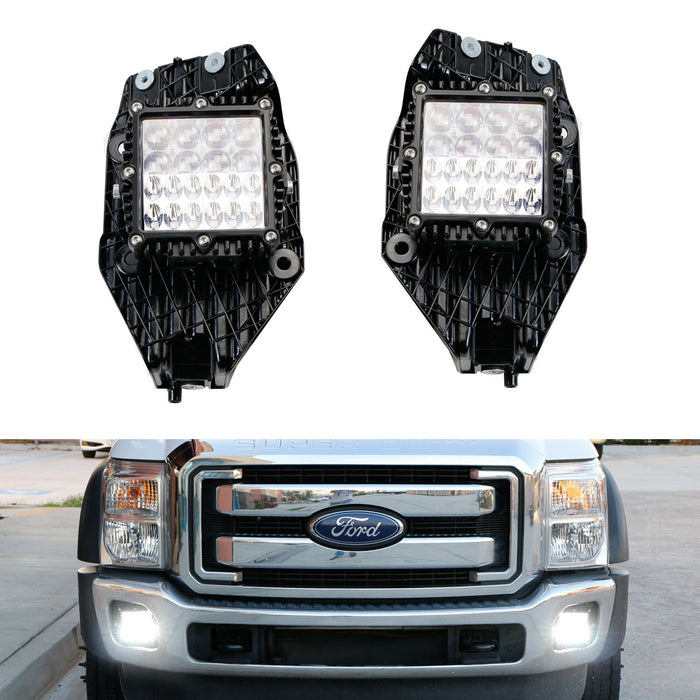 100W Hybrid-Beam LED Pods w/Foglight Location Bracket/Wiring For 11-16 F250 F350