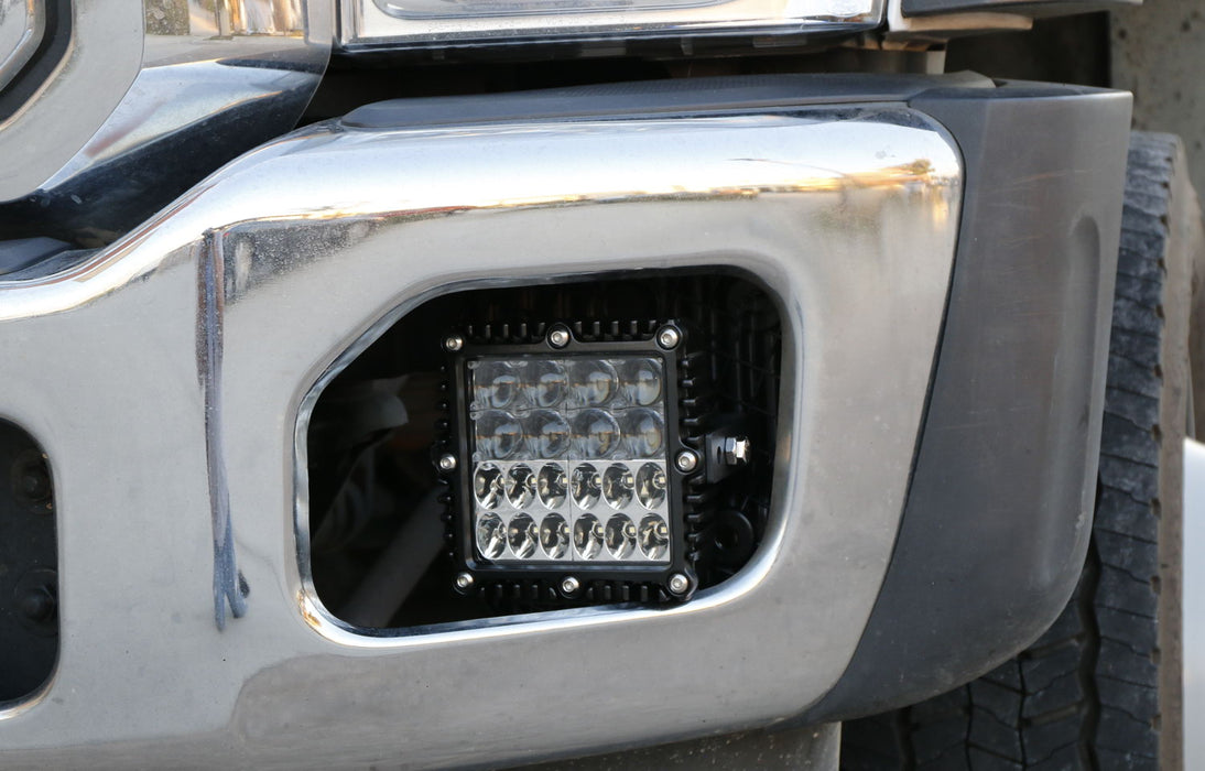 100W Hybrid-Beam LED Pods w/Foglight Location Bracket/Wiring For 11-16 F250 F350