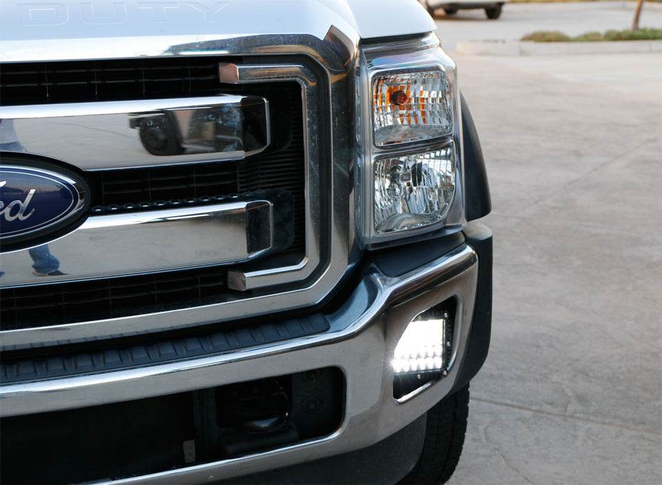 100W Hybrid-Beam LED Pods w/Foglight Location Bracket/Wiring For 11-16 F250 F350