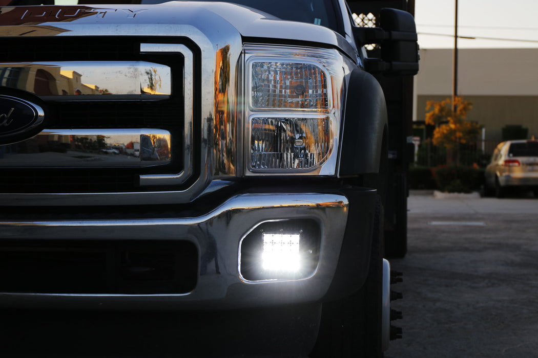 100W Hybrid-Beam LED Pods w/Foglight Location Bracket/Wiring For 11-16 F250 F350