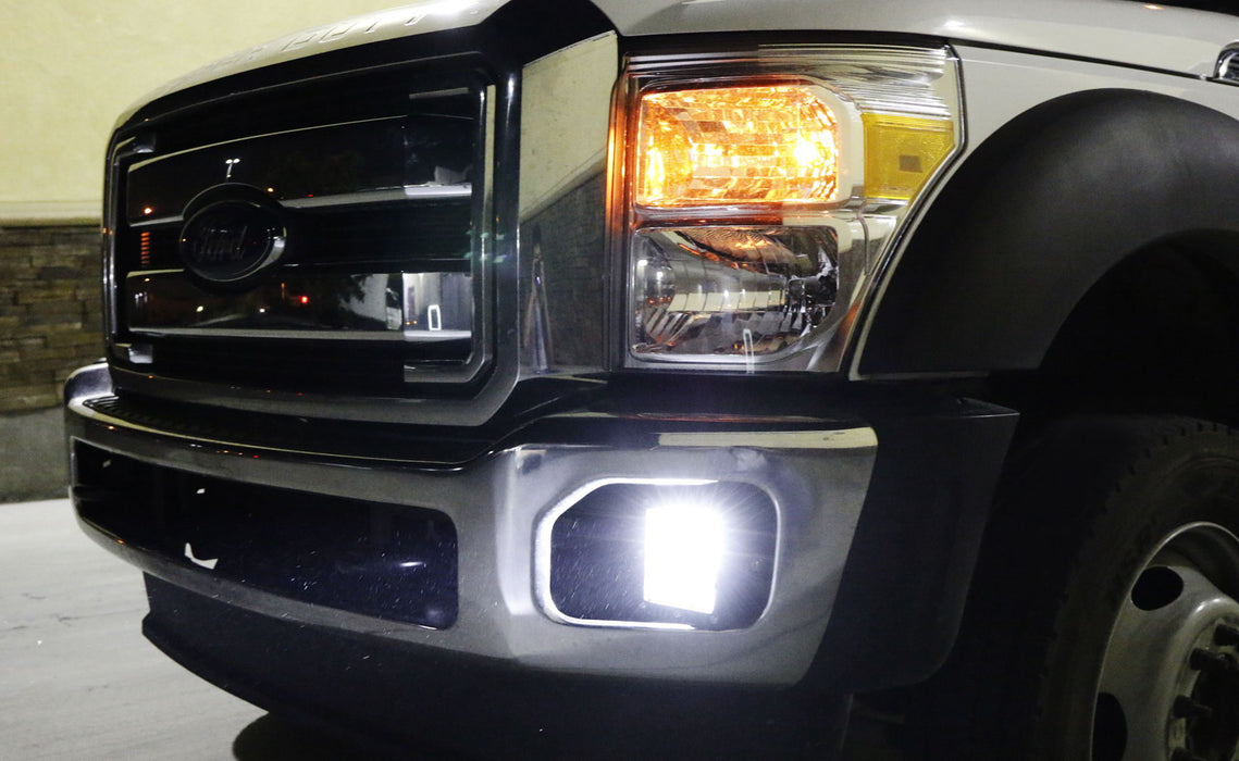 100W Hybrid-Beam LED Pods w/Foglight Location Bracket/Wiring For 11-16 F250 F350