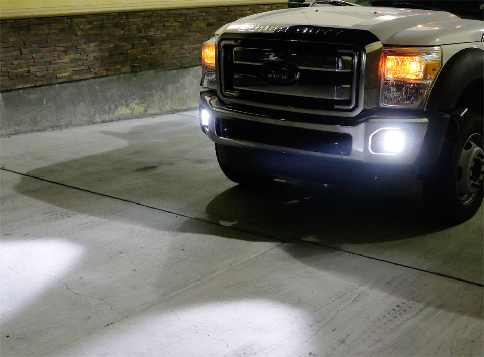 100W Hybrid-Beam LED Pods w/Foglight Location Bracket/Wiring For 11-16 F250 F350