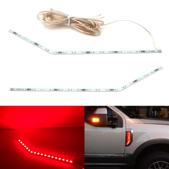 Red LED Background Illumination Kit 17-22 F250 F350 F450 Side Fender Emblem