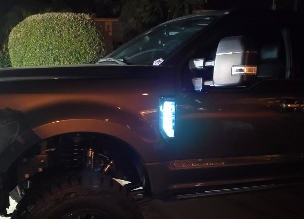 Ice Blue LED Background Illumination Kit 17-22 F250 F350 F450 Side Fender Emblem