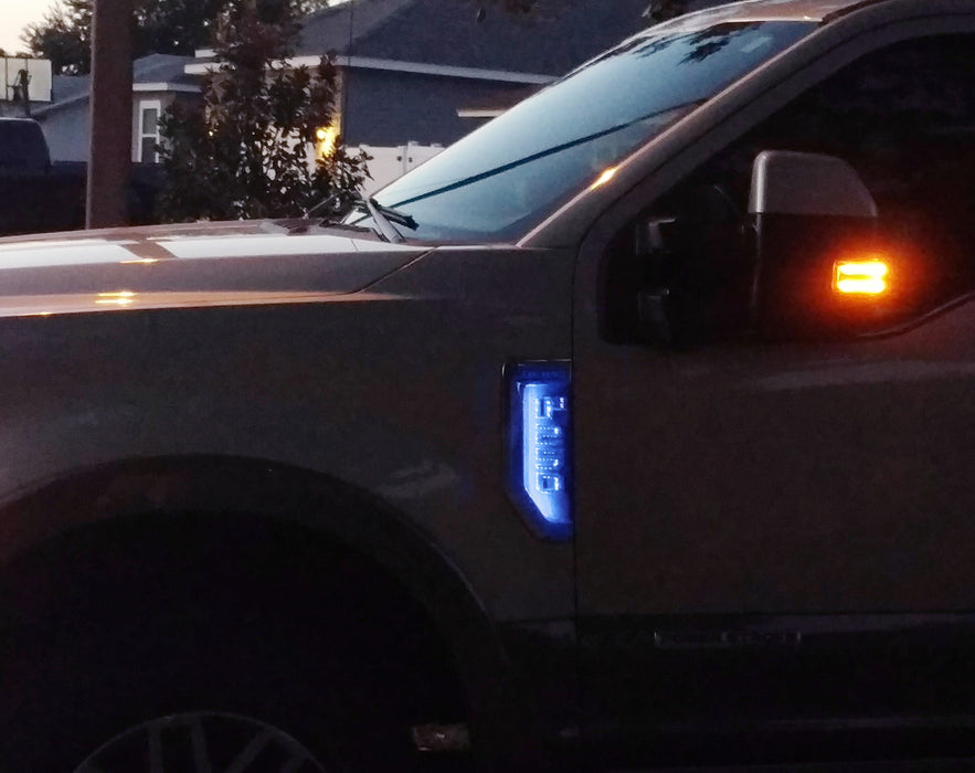 Blue LED Background Illumination Kit 2017-2022 F250 F350 F450 Side Fender Emblem