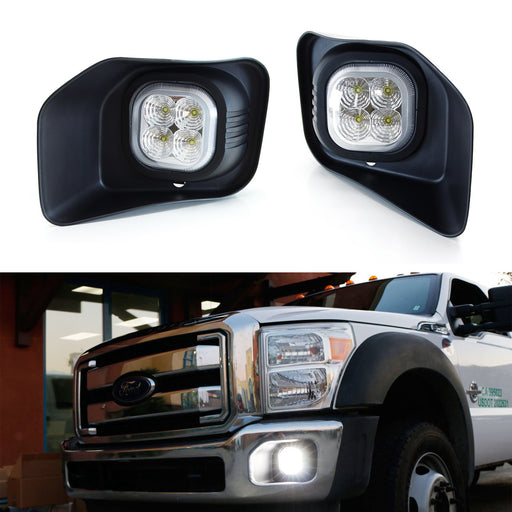 Complete CREE LED Fog Lights w/ Bezel Covers, Wirings For 2011-16 F250 F350 F450