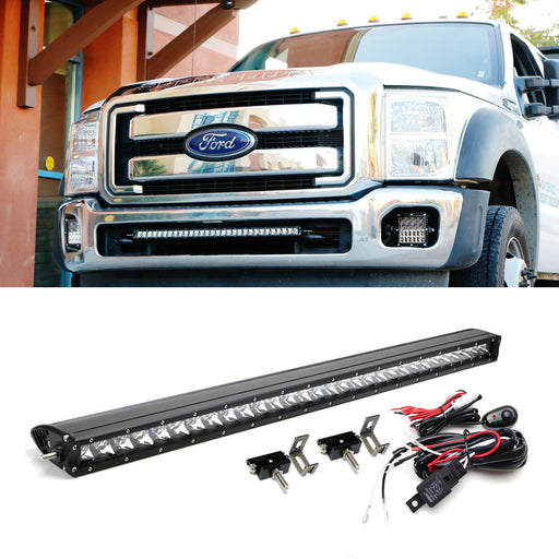 150W 30" CREE LED Light Bar w/ Lower Bumper Bracket, Wire For 2011-16 F250 F350