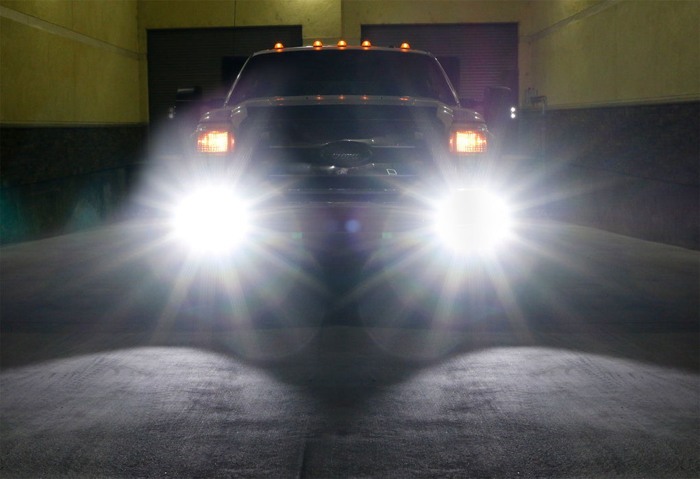 Full 2x2 LED Fog Lights w/ Foglight Bezels, Wires For Ford F250 F350 F450 F550